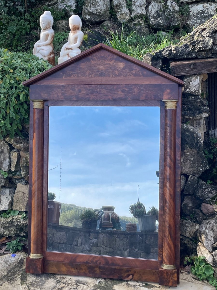 Lovely Table Mirror In Mahogany And Mahogany Veneer In Empire Style 19th Century Period