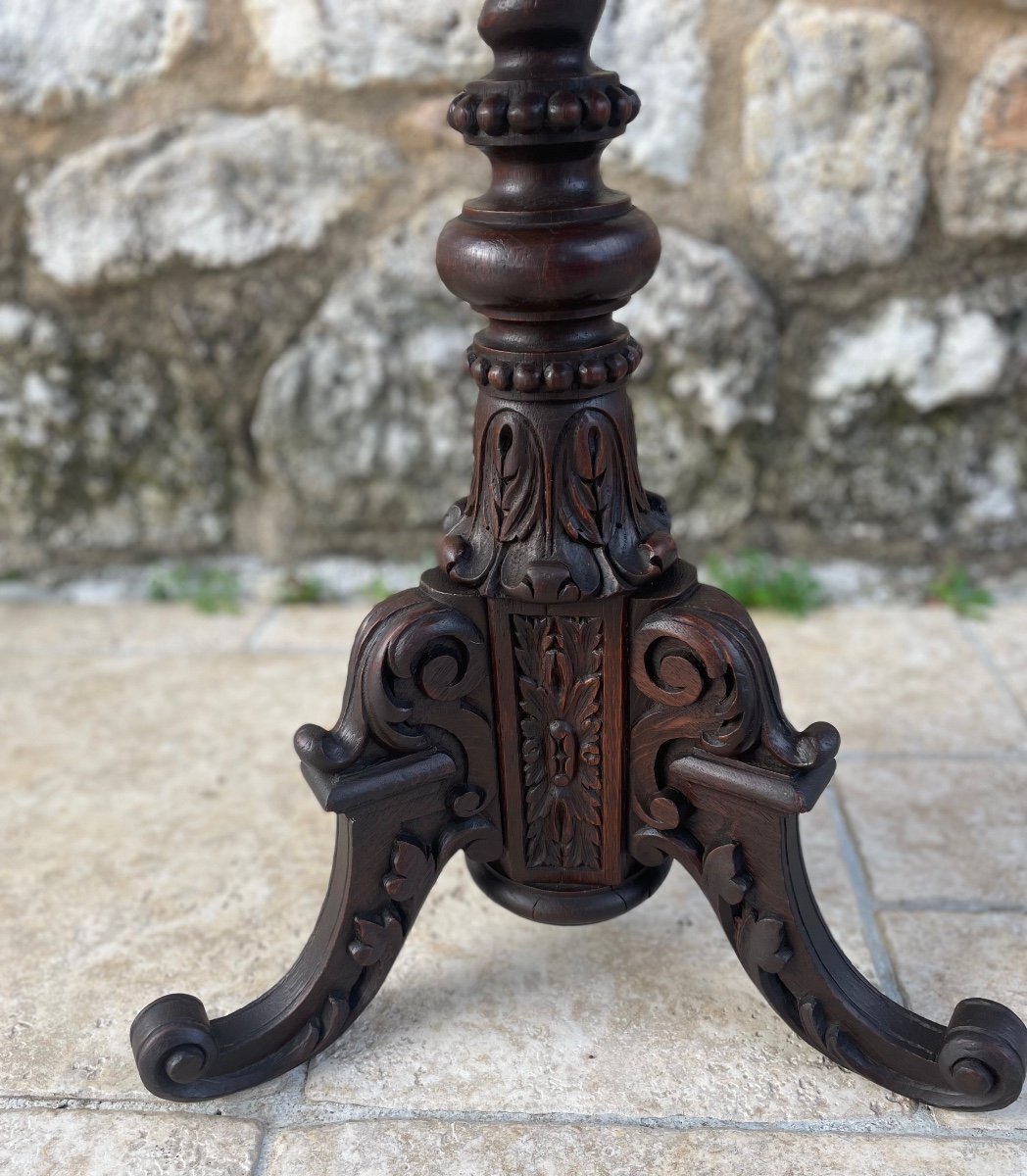 Tripod Pedestal Table In Solid Oak, 19th Century-photo-4