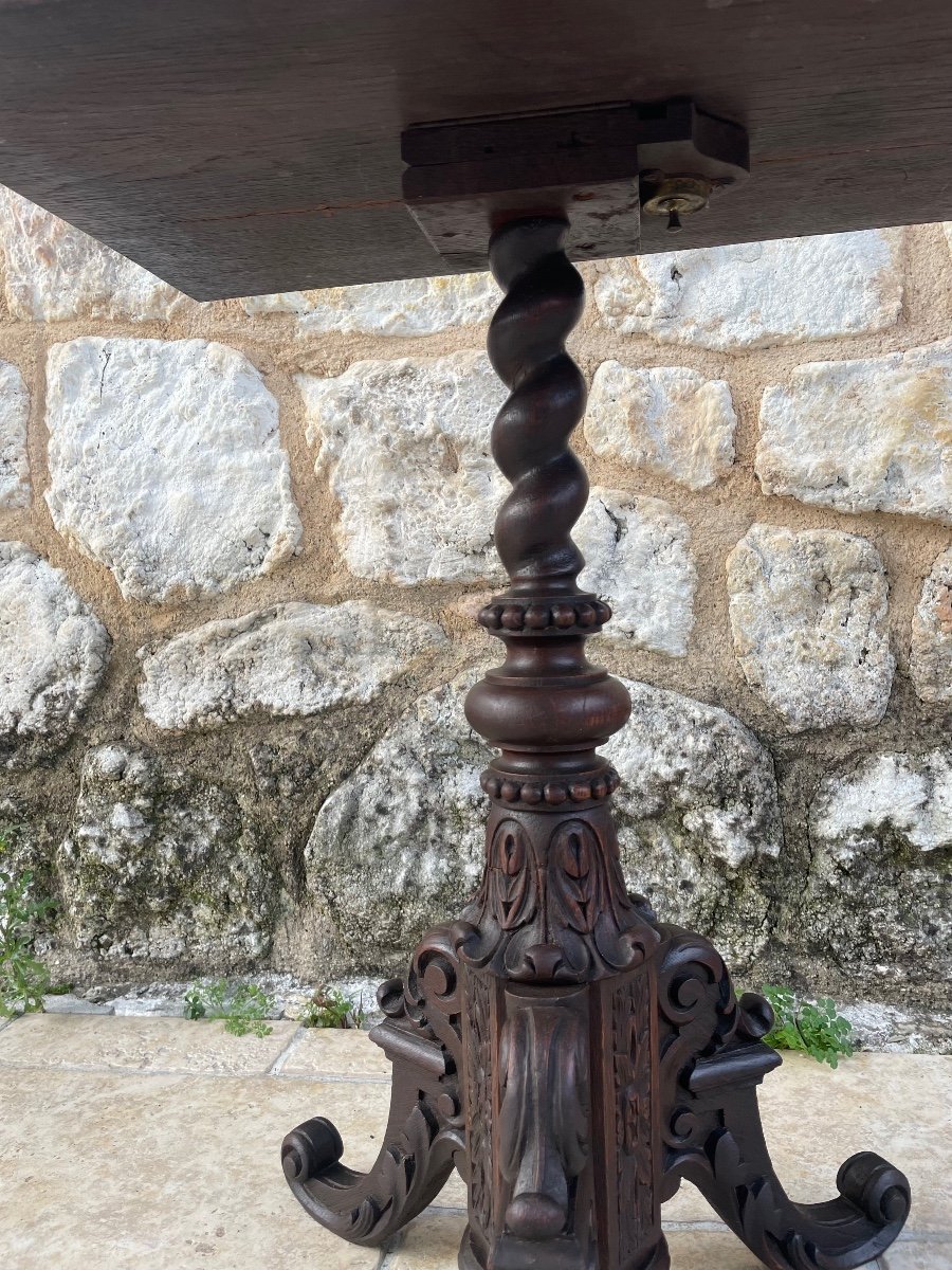 Tripod Pedestal Table In Solid Oak, 19th Century-photo-6