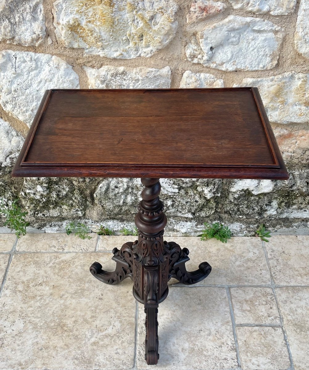 Tripod Pedestal Table In Solid Oak, 19th Century