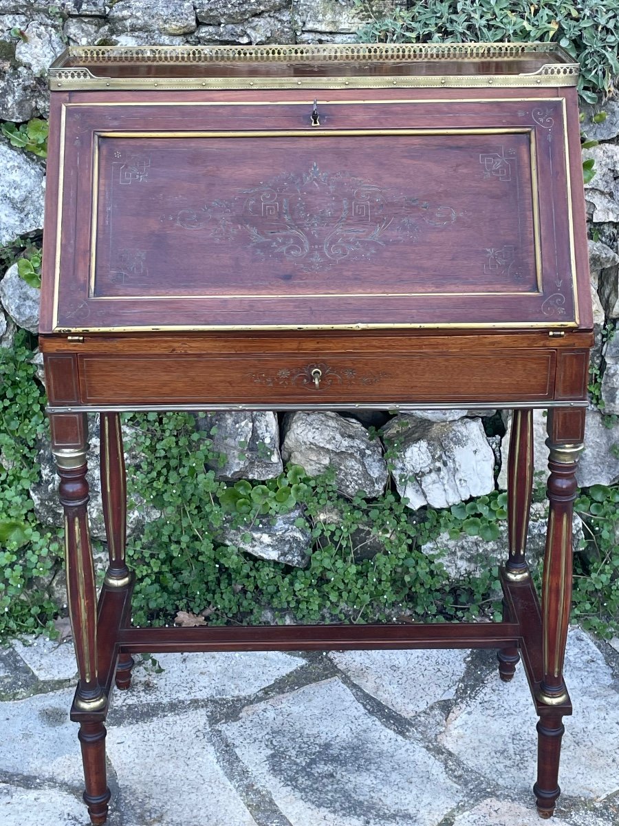 Lady's Secretary In Mahogany From Napoleon III Period 19th Century -photo-2