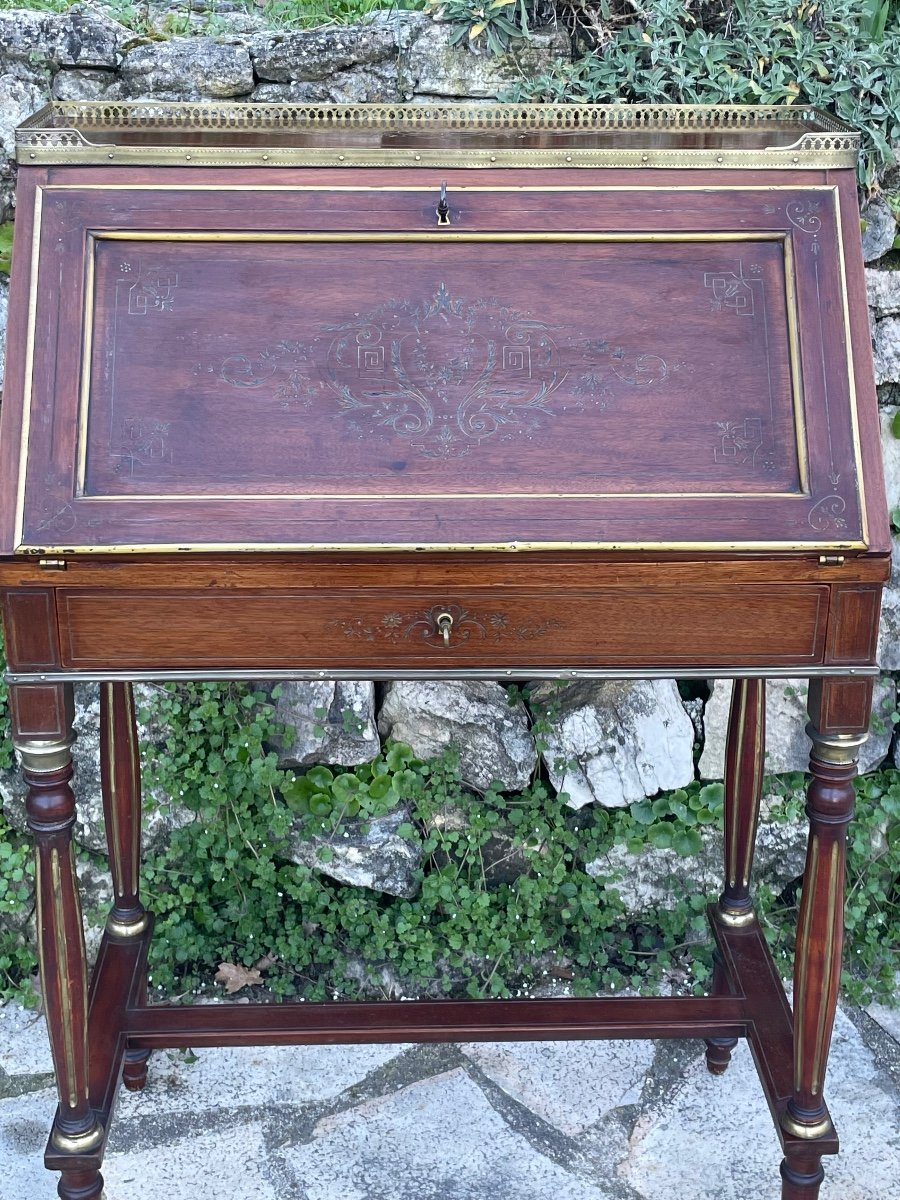 Lady's Secretary In Mahogany From Napoleon III Period 19th Century -photo-3