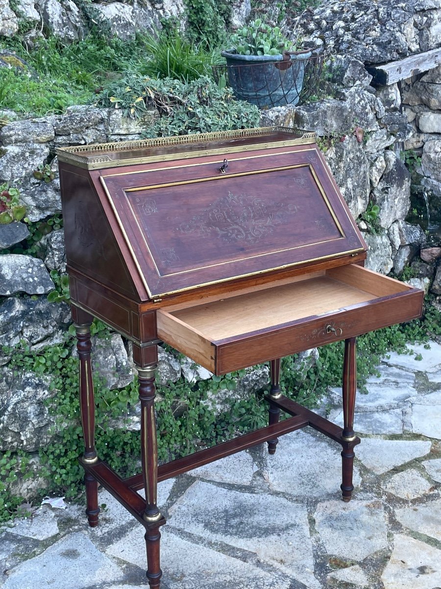 Lady's Secretary In Mahogany From Napoleon III Period 19th Century -photo-4