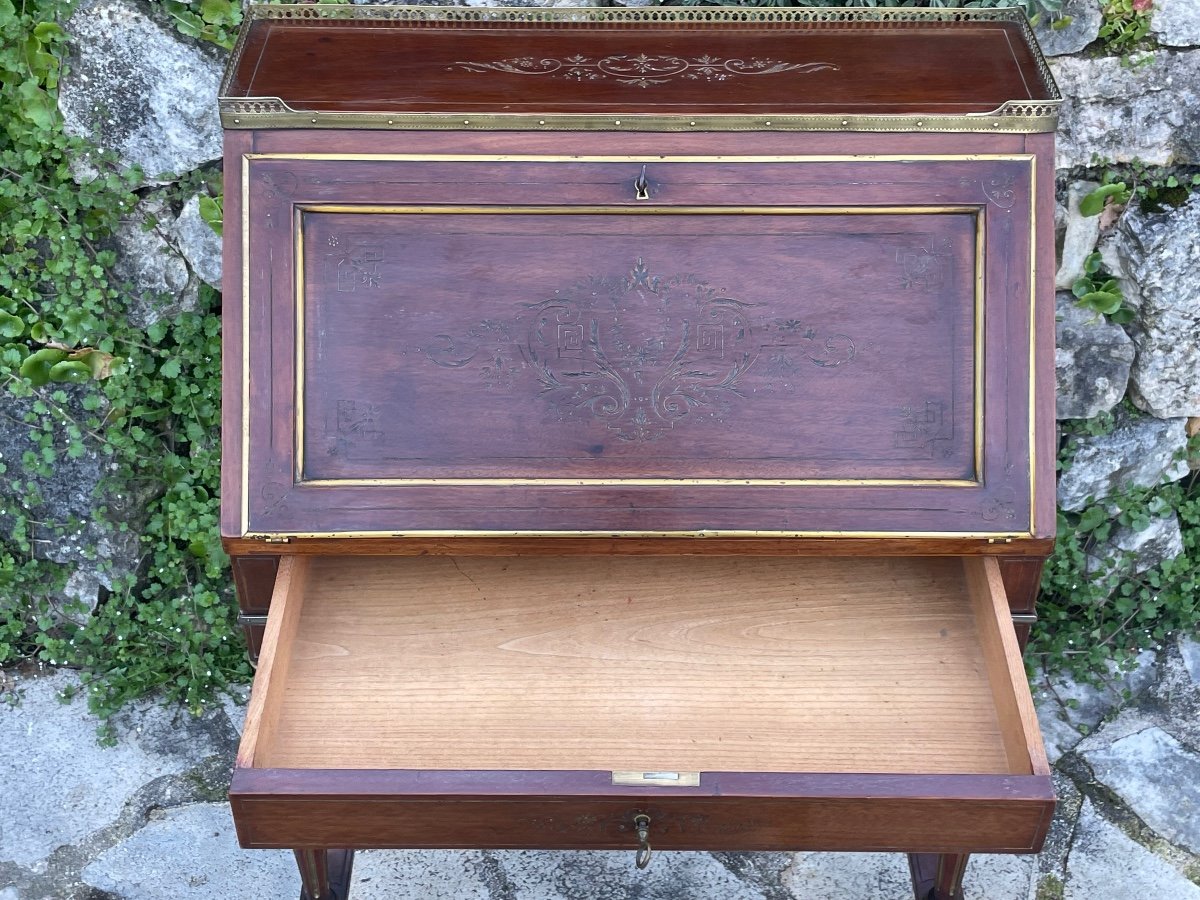 Lady's Secretary In Mahogany From Napoleon III Period 19th Century -photo-2