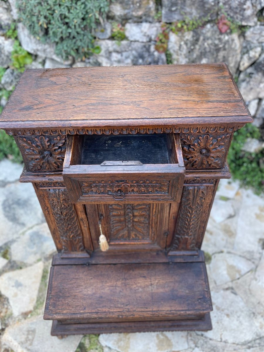 Prie Dieu Ou Agenouilloir En Chêne Richement Sculpté d’époque XVII Eme Siècle -photo-4