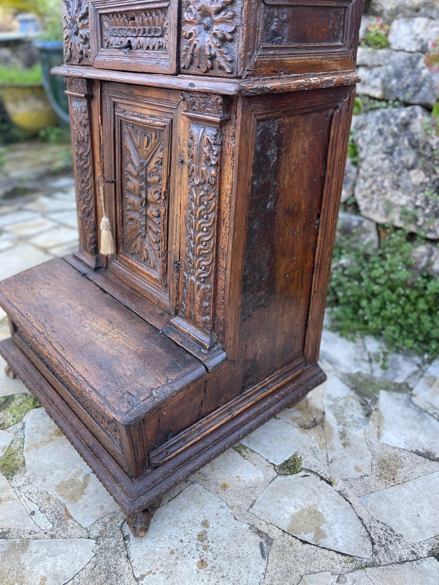 Prie Dieu Ou Agenouilloir En Chêne Richement Sculpté d’époque XVII Eme Siècle -photo-6