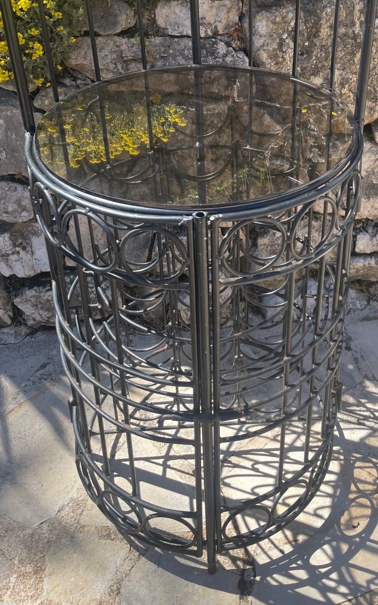 Large Openwork Wrought Iron Wine Bar 20th Century -photo-1