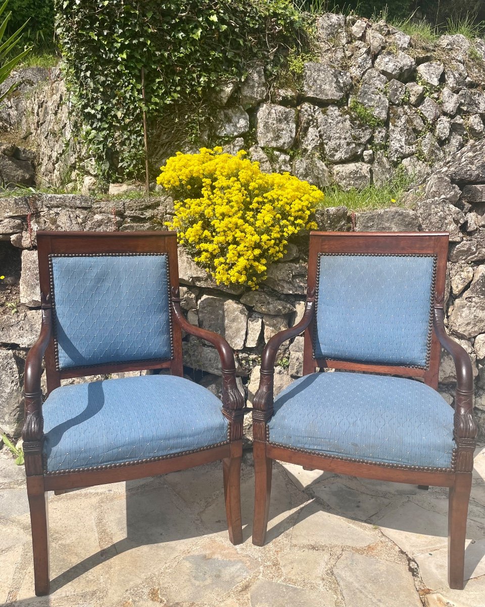 Pair Of Empire Period Dolphin Armchairs -photo-3