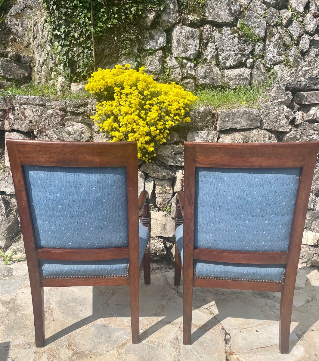 Pair Of Empire Period Dolphin Armchairs -photo-4