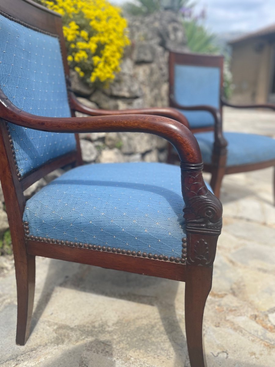 Pair Of Empire Period Dolphin Armchairs -photo-1