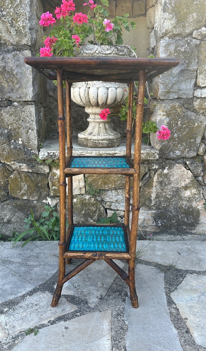 Small Japanese Bolster In Bamboo And Ceramic Minton Hollins &co Late 19th Century-photo-3