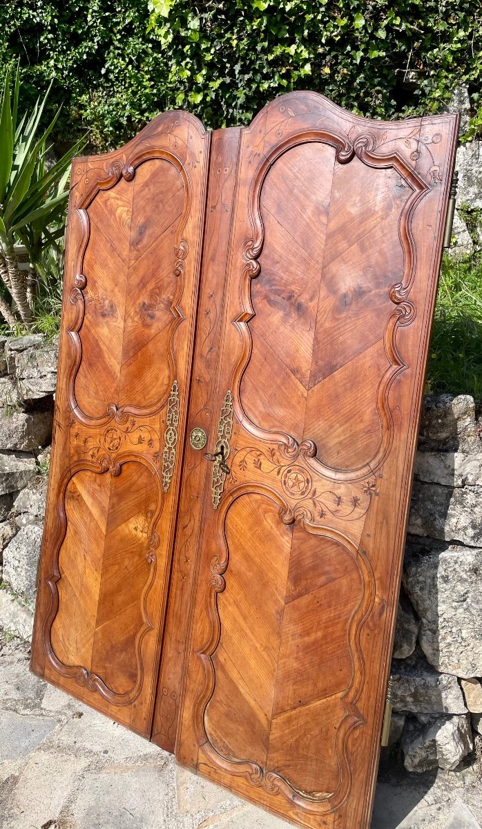 Magnificent Pair Of Molded Walnut Doors From The 19th Century -photo-3