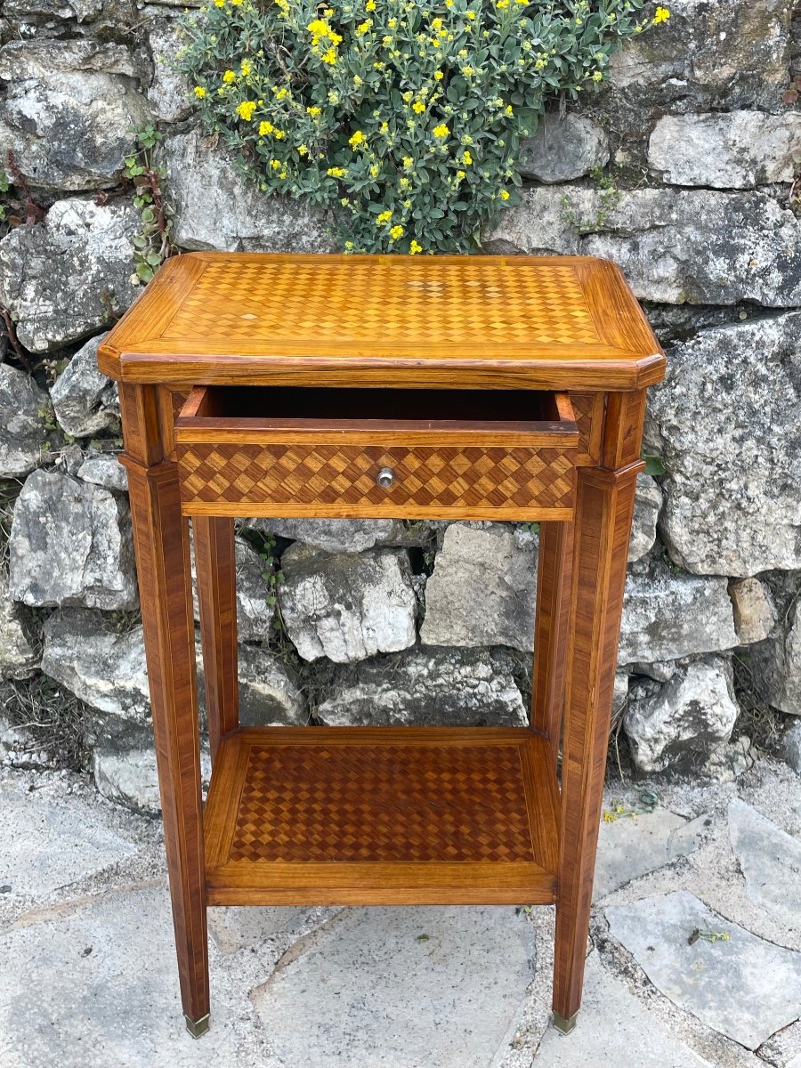Small Louis XVI Style Wood Marquetry Flying Table, 20th Century -photo-3