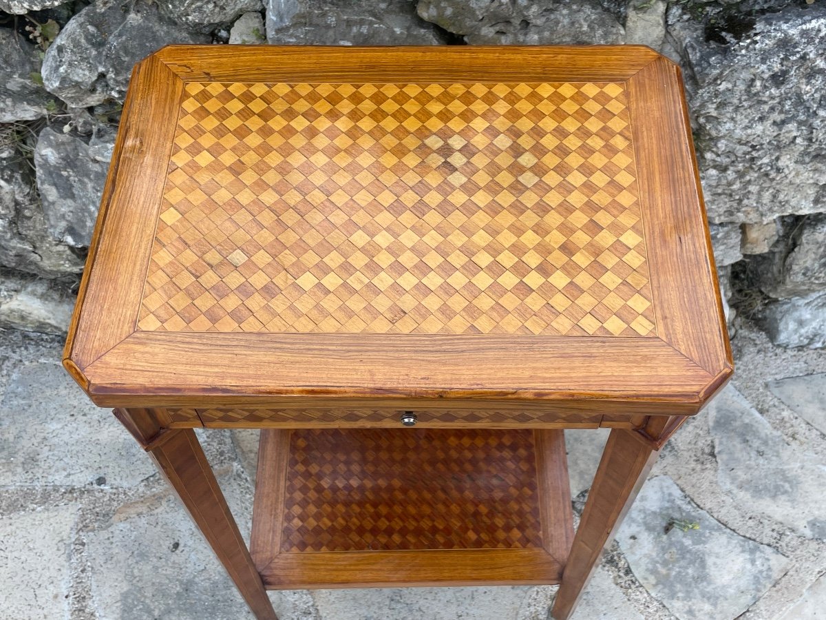Small Louis XVI Style Wood Marquetry Flying Table, 20th Century -photo-4