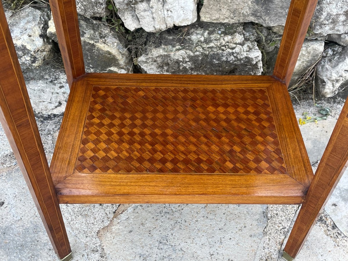 Small Louis XVI Style Wood Marquetry Flying Table, 20th Century -photo-4
