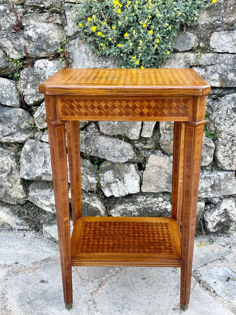 Small Louis XVI Style Wood Marquetry Flying Table, 20th Century -photo-5