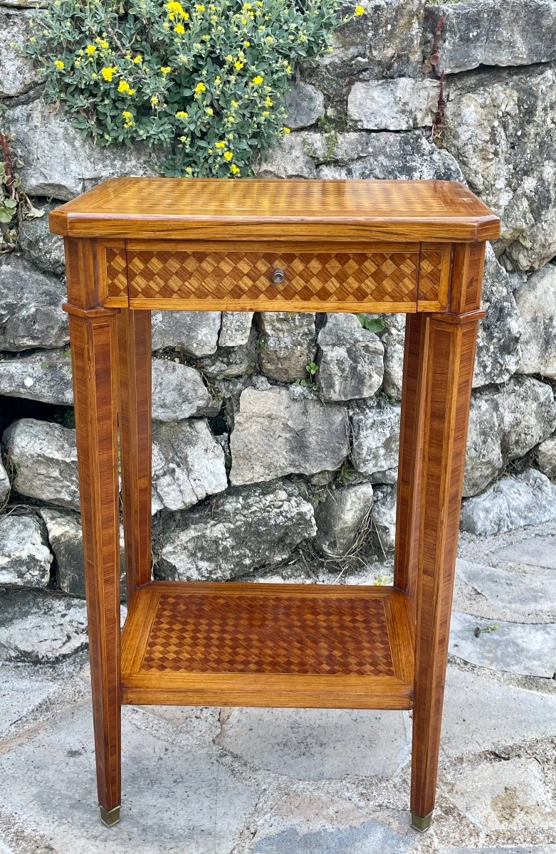 Small Louis XVI Style Wood Marquetry Flying Table, 20th Century 