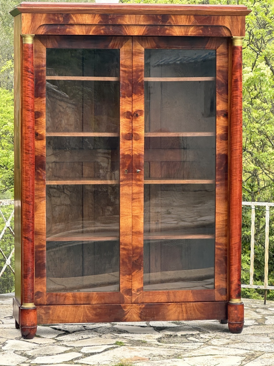 Vitrine / Bibliothèque En Acajou De Style Empire époque XIX Eme Siècle 