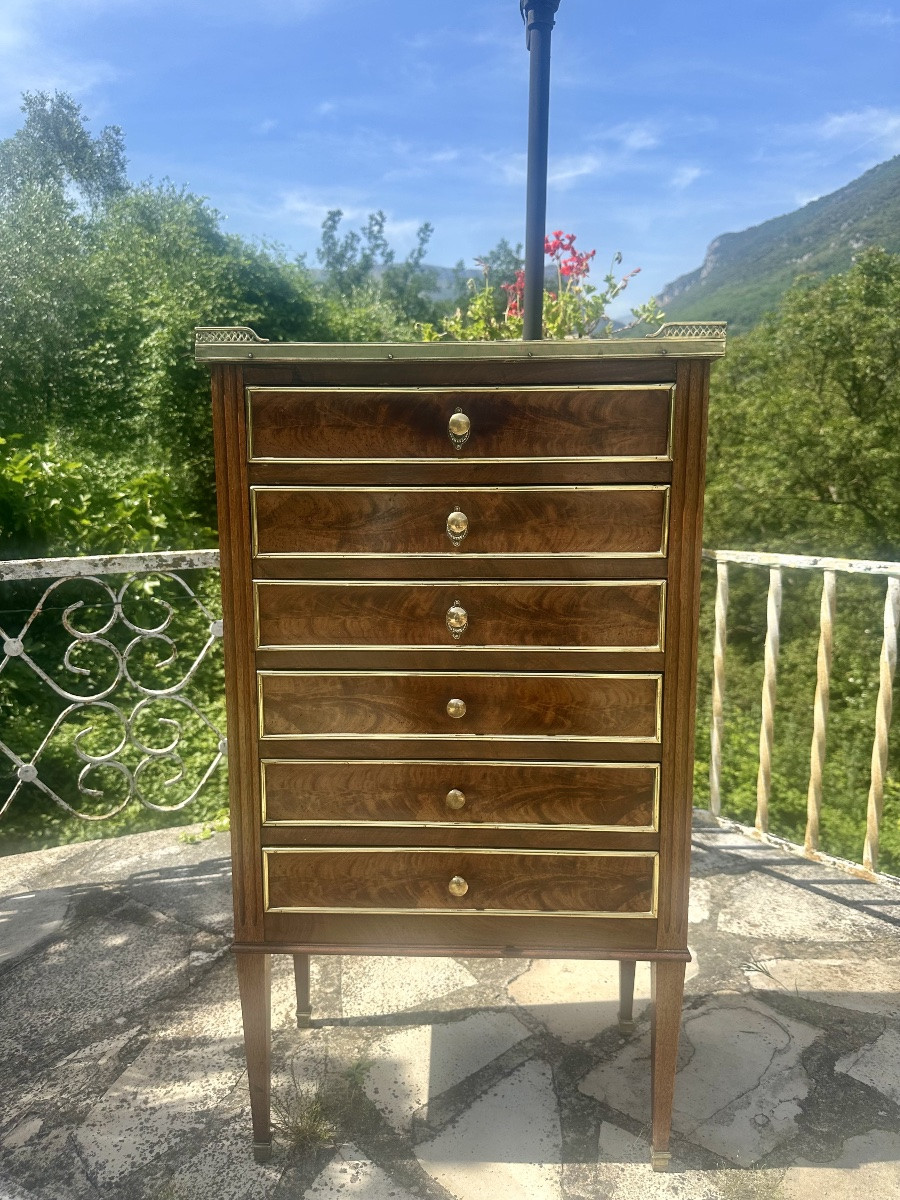 Small Mahogany And Loup Chest Of Drawers, 19th Century -photo-4