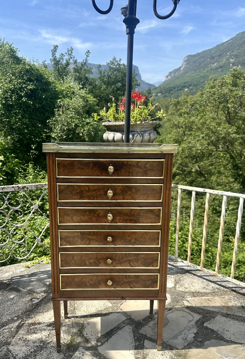 Small Mahogany And Loup Chest Of Drawers, 19th Century 