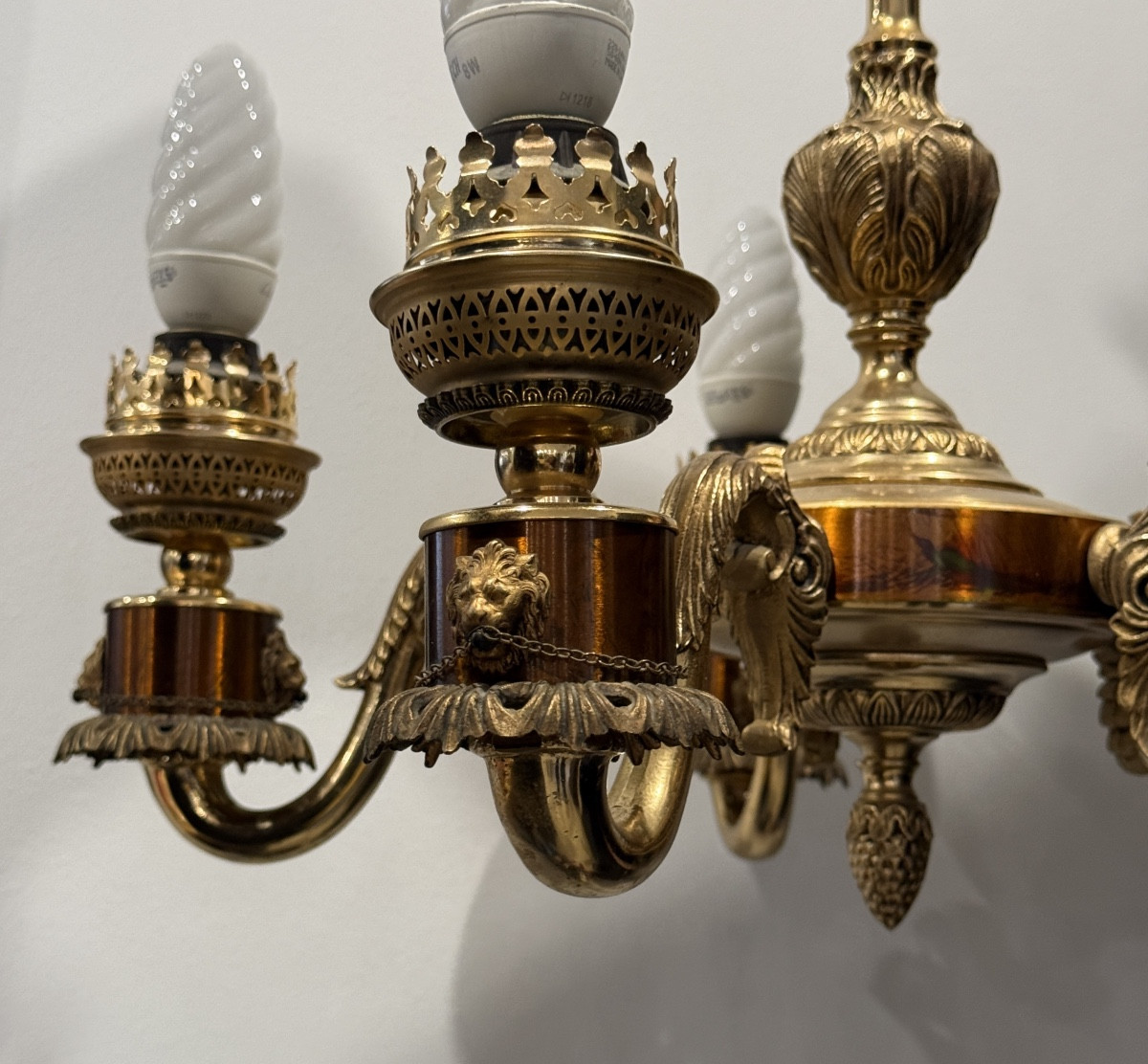 Empire Style Bronze And Copper Chandelier, 20th Century -photo-2
