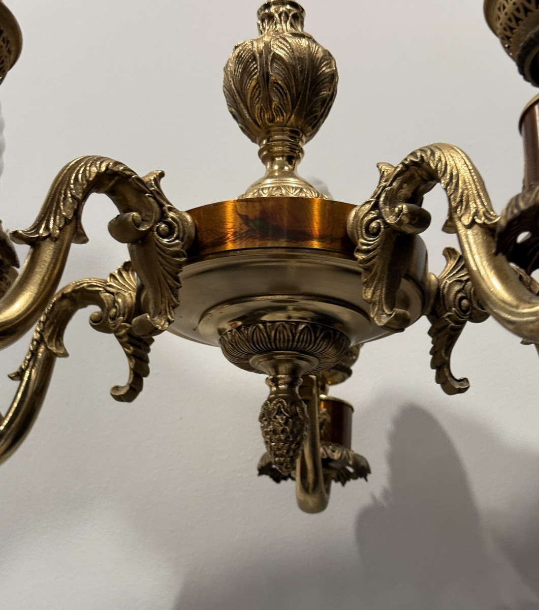 Empire Style Bronze And Copper Chandelier, 20th Century -photo-5