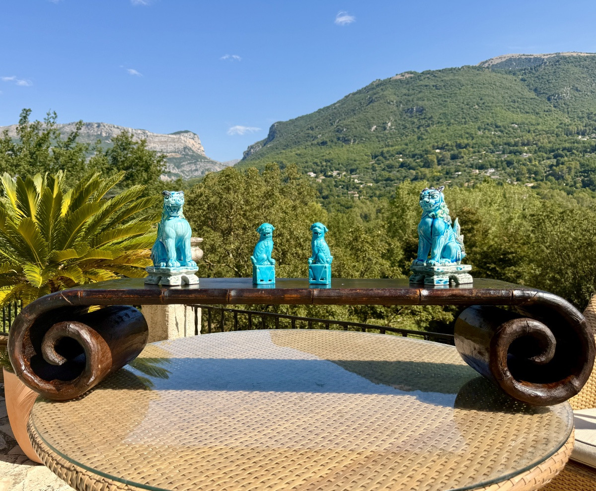 Table Basse à Volutes Chinoise, en Orme Massif .Époque XIXEME siècle .-photo-2