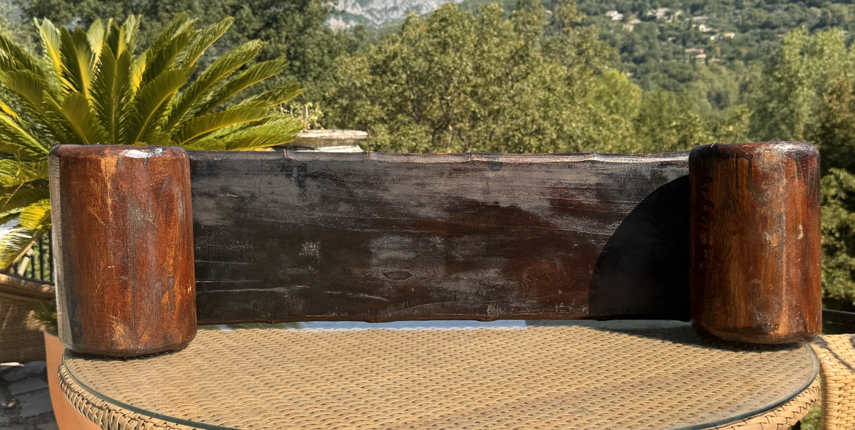 Table Basse à Volutes Chinoise, en Orme Massif .Époque XIXEME siècle .-photo-1