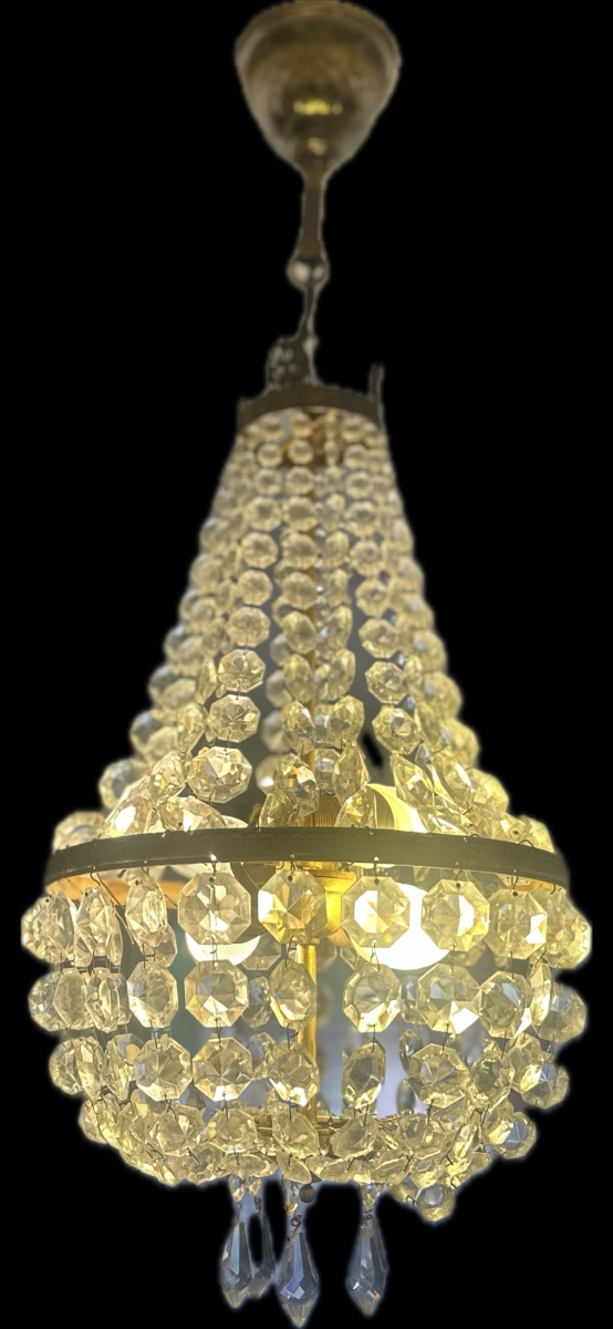 Petit lustre Mongolfiere à Pampilles Époque XXeme siècle 