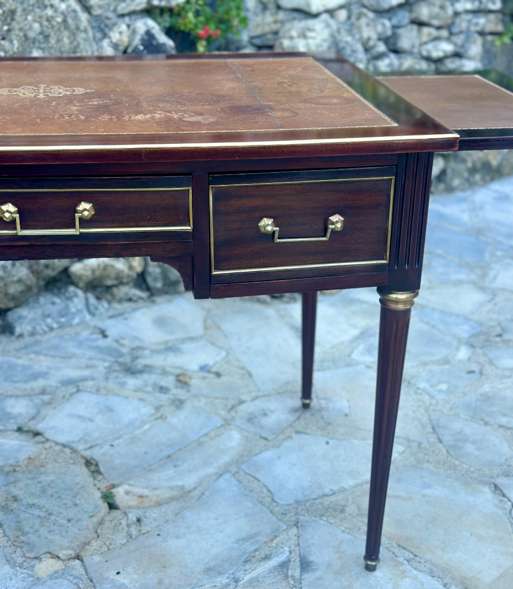 Bureau Plat, double face ,en Acajou de style Louis XVI.-photo-4