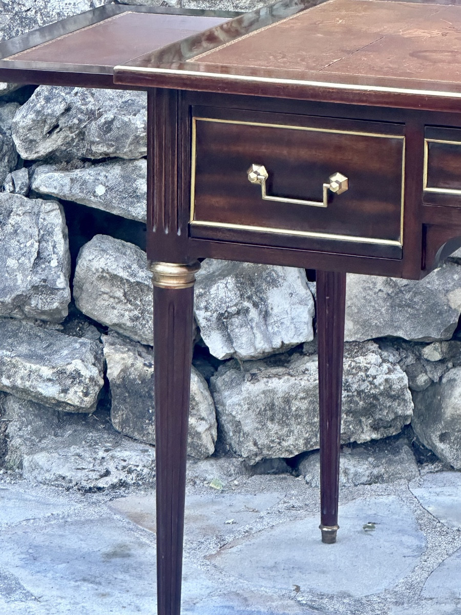 Bureau Plat, double face ,en Acajou de style Louis XVI.-photo-5