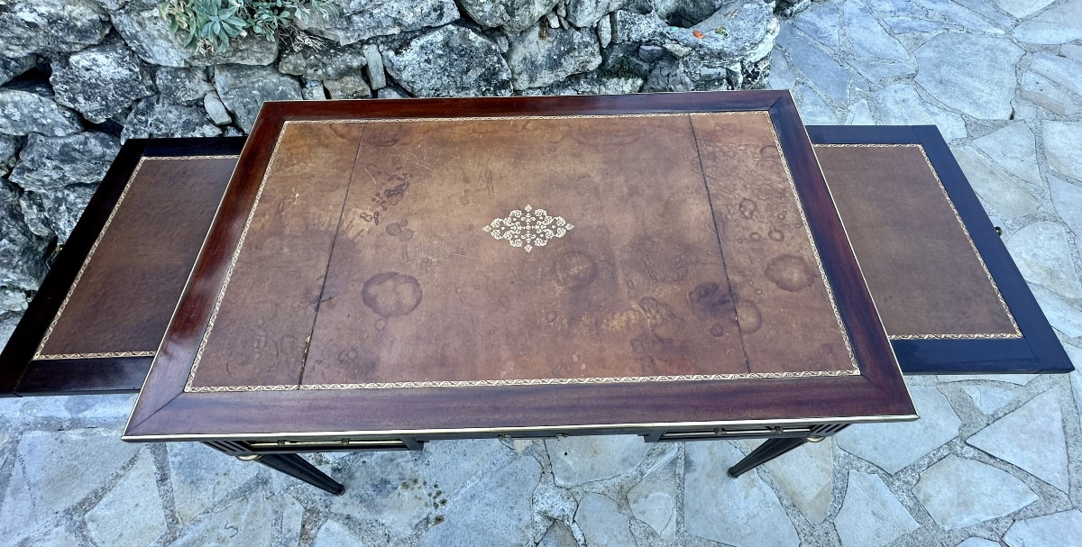 Bureau Plat, double face ,en Acajou de style Louis XVI.-photo-6