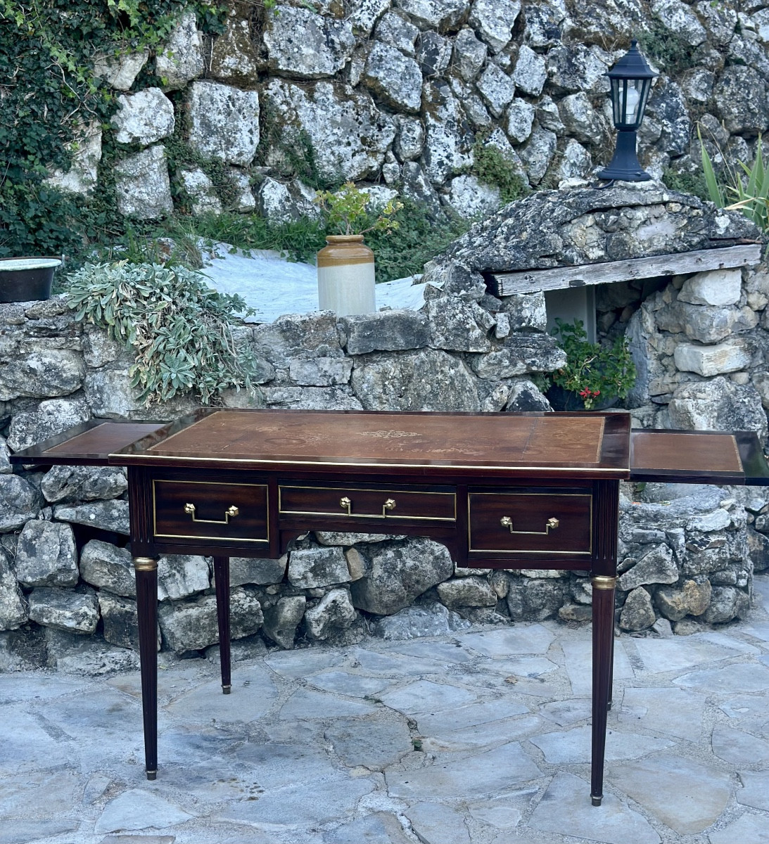 Bureau Plat, double face ,en Acajou de style Louis XVI.-photo-7