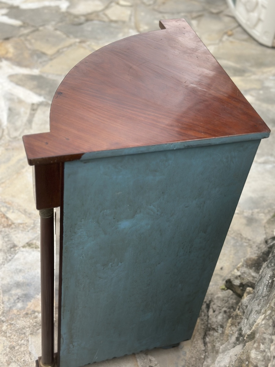 Small Corner Cupboard In Flamed Mahogany With Detached Columns, 19th Century.-photo-4