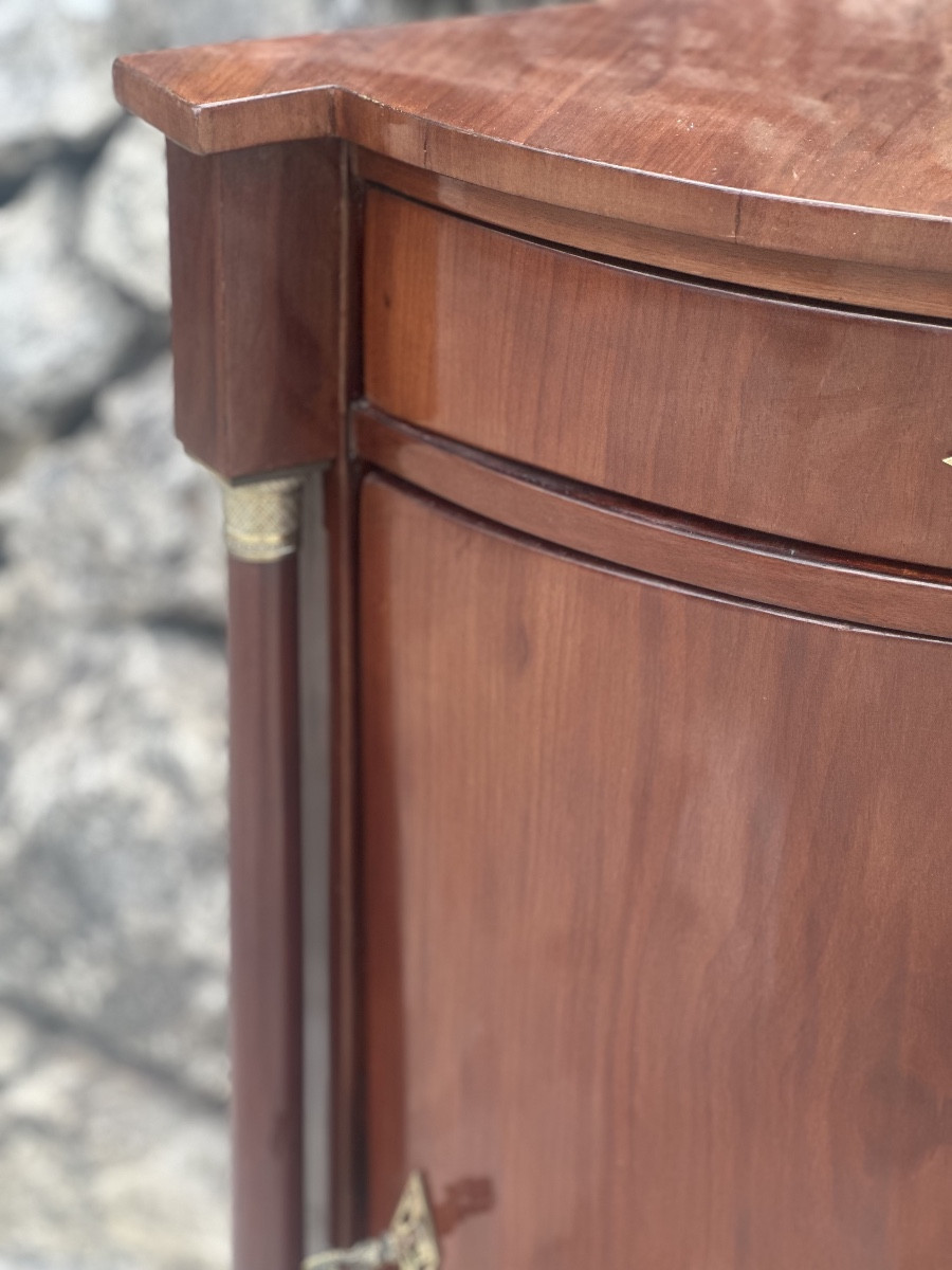 Small Corner Cupboard In Flamed Mahogany With Detached Columns, 19th Century.-photo-6