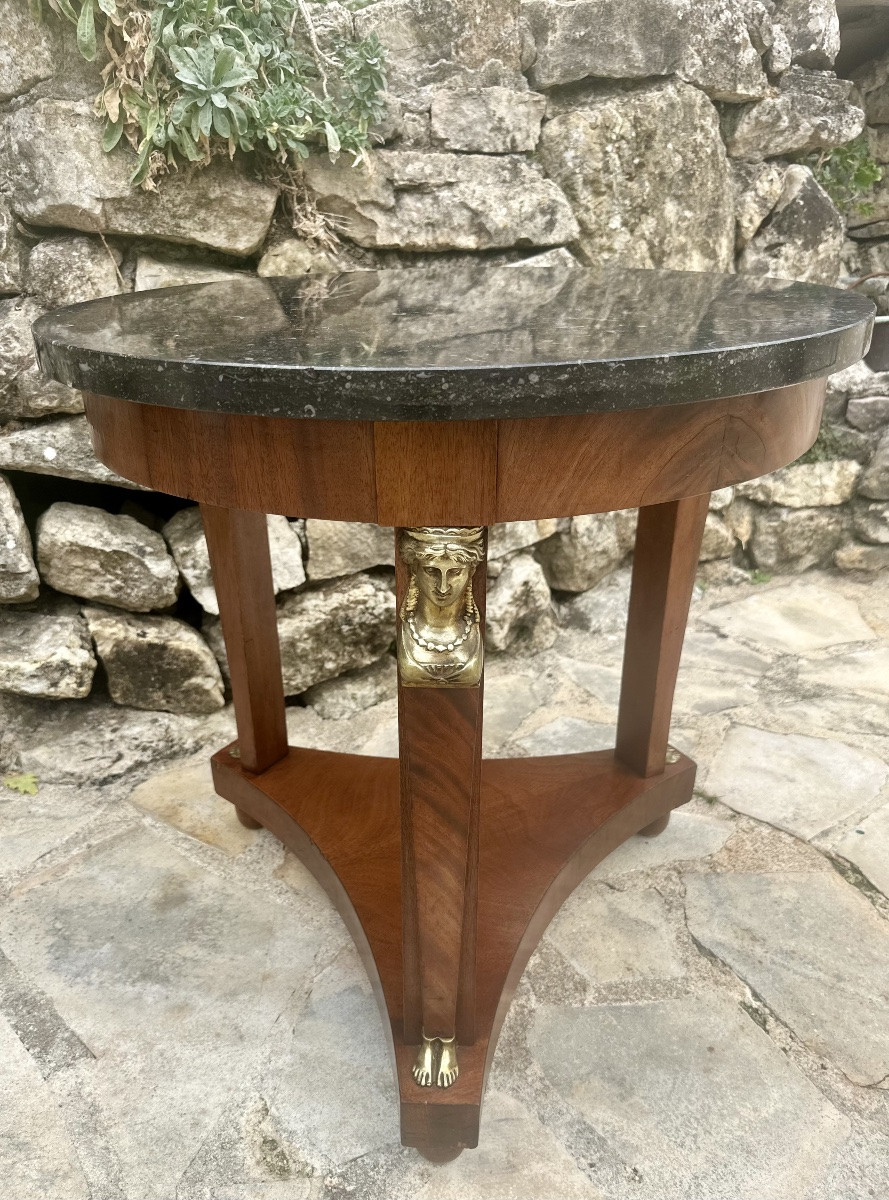 Mahogany Pedestal Table Return From Egypt 20th Century.-photo-4