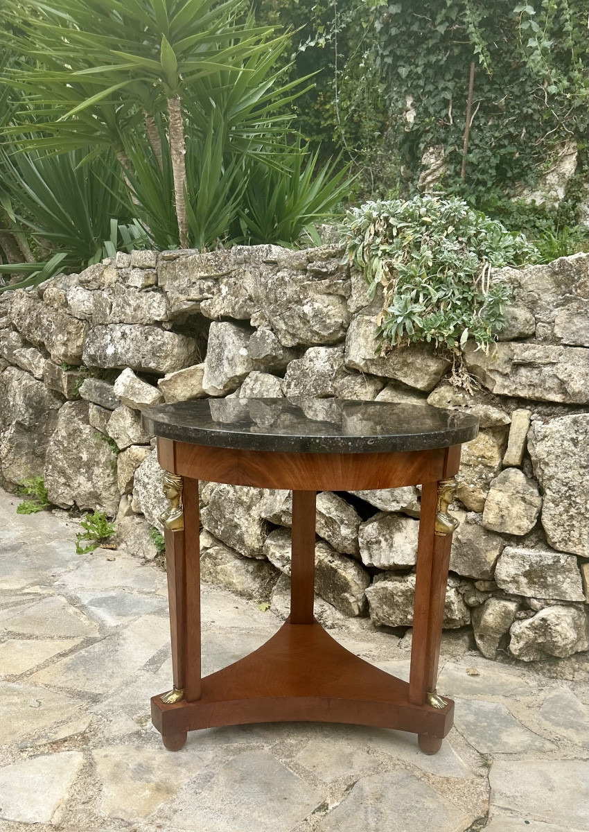 Mahogany Pedestal Table Return From Egypt 20th Century.-photo-2