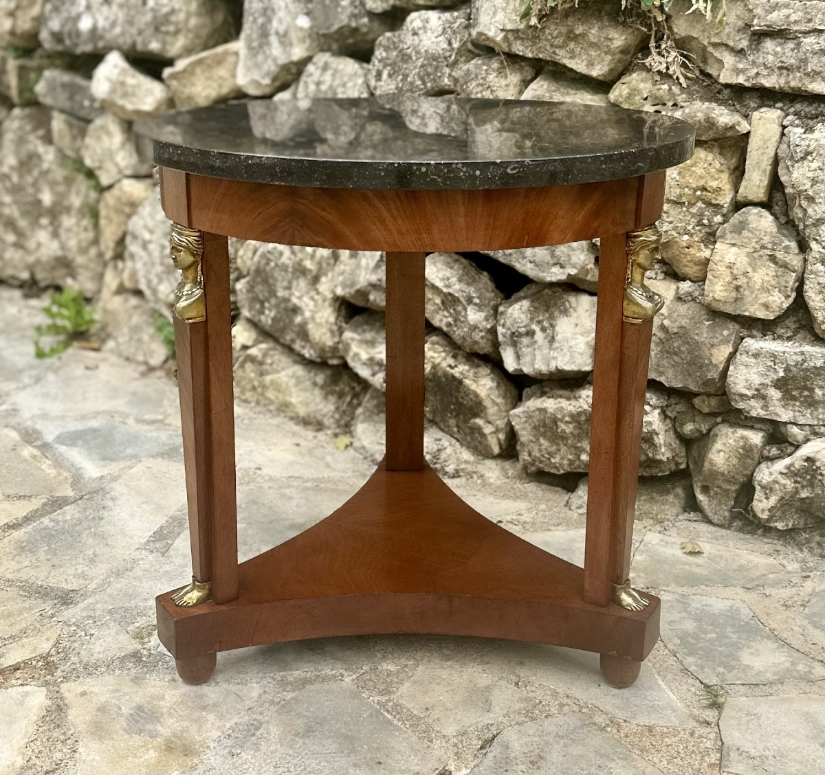 Mahogany Pedestal Table Return From Egypt 20th Century.-photo-5