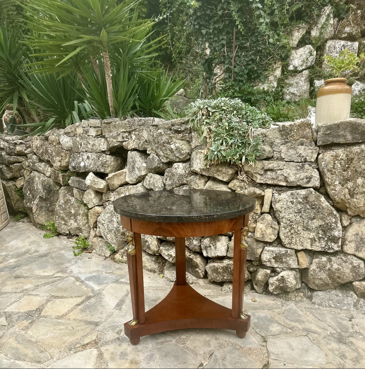 Mahogany Pedestal Table Return From Egypt 20th Century.