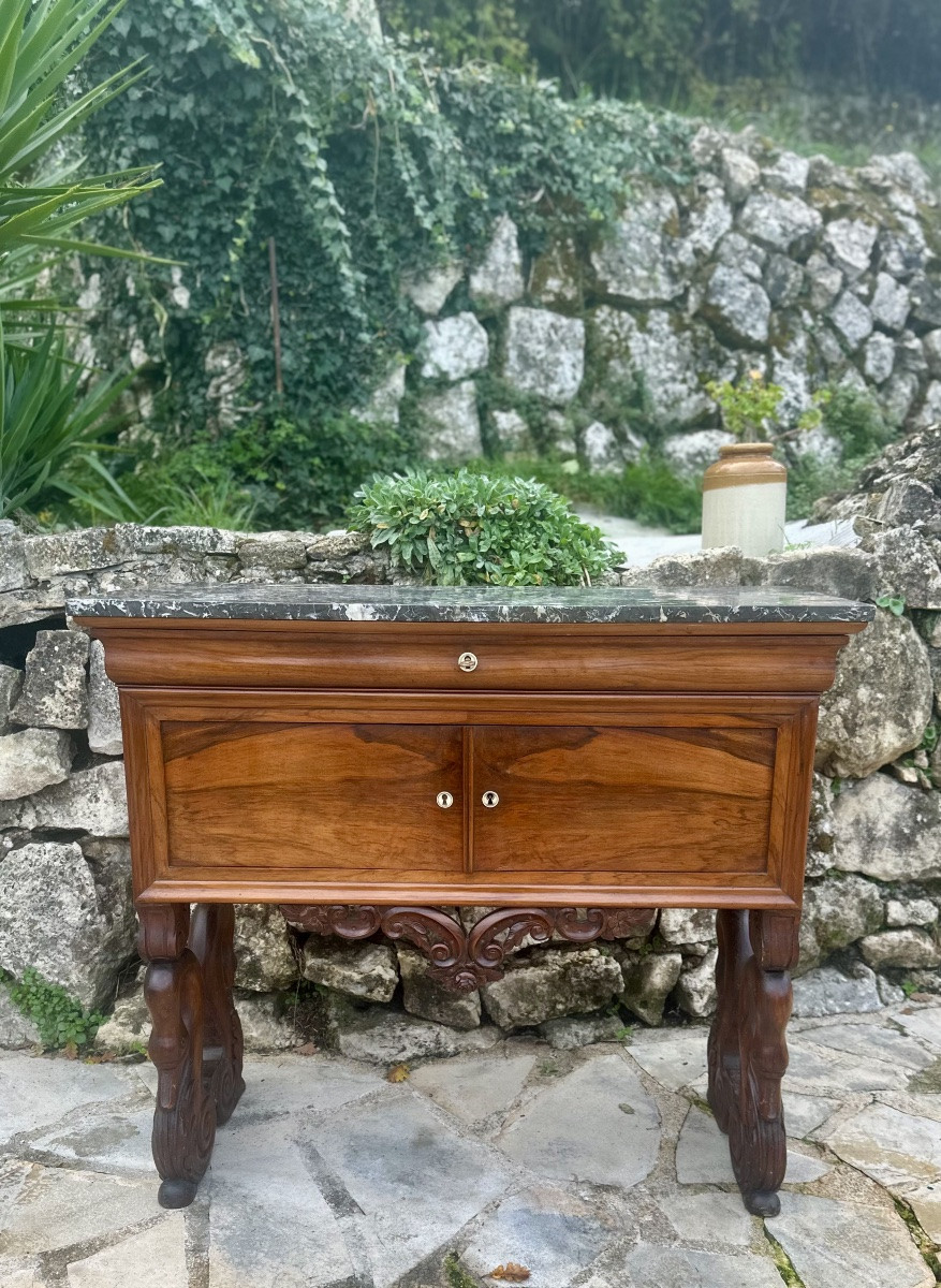 Console /desserte  à Col de Cygne en Acajou Flammé Epoque XIXEME siècle -photo-3