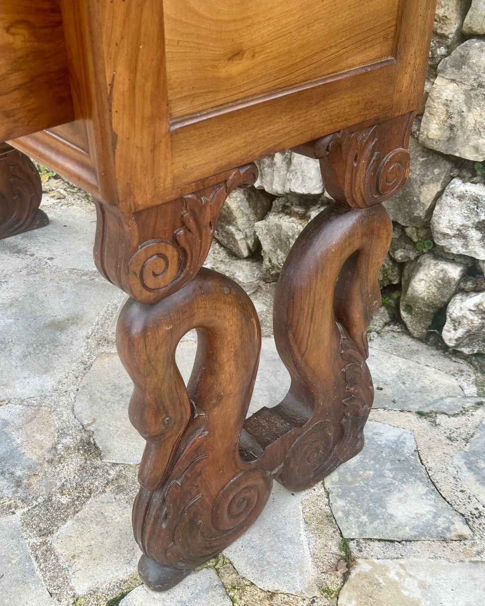 Console /desserte  à Col de Cygne en Acajou Flammé Epoque XIXEME siècle -photo-3