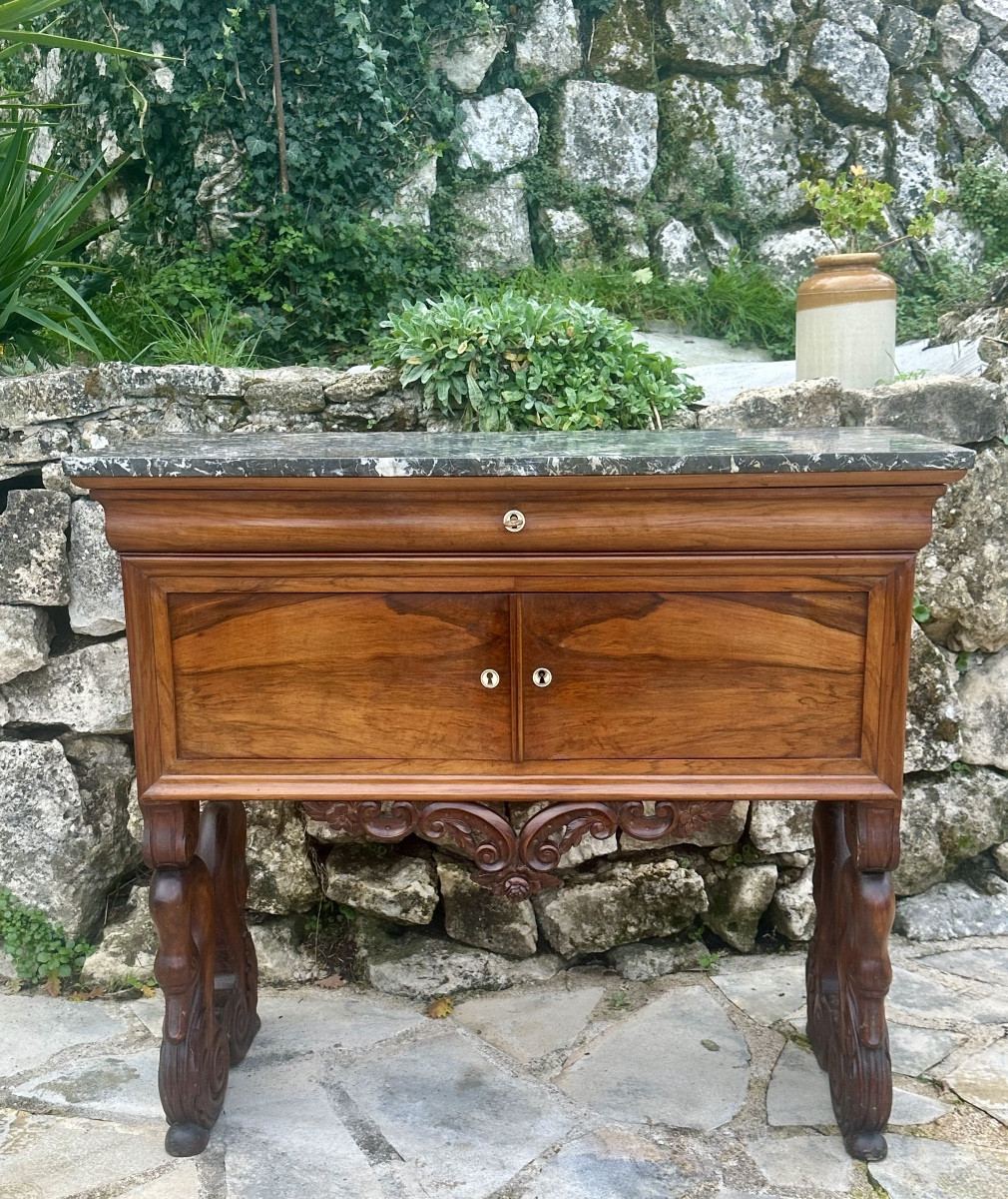 Console /desserte  à Col de Cygne en Acajou Flammé Epoque XIXEME siècle 