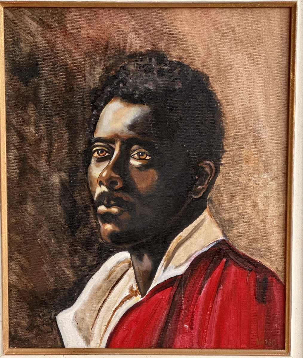 Painting Depicting A Portrait: Félix The Saxophonist By Vano.-photo-5