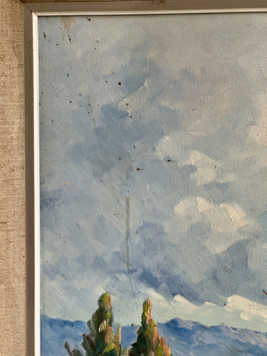 Mediterranean Landscape Painting Signed By M. Sabido.-photo-3