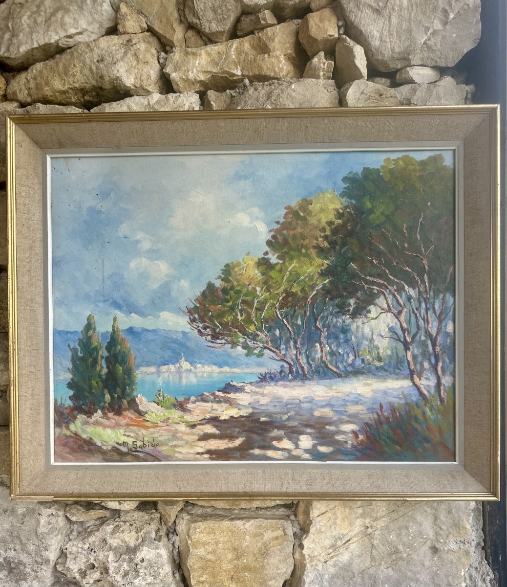 Mediterranean Landscape Painting Signed By M. Sabido.-photo-4