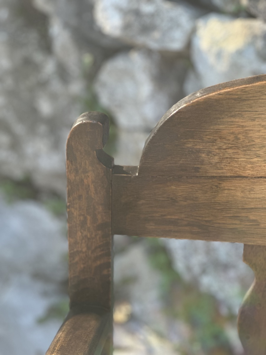 Pair Of Armchairs In Natural Wood And Leather, 20th Century -photo-8