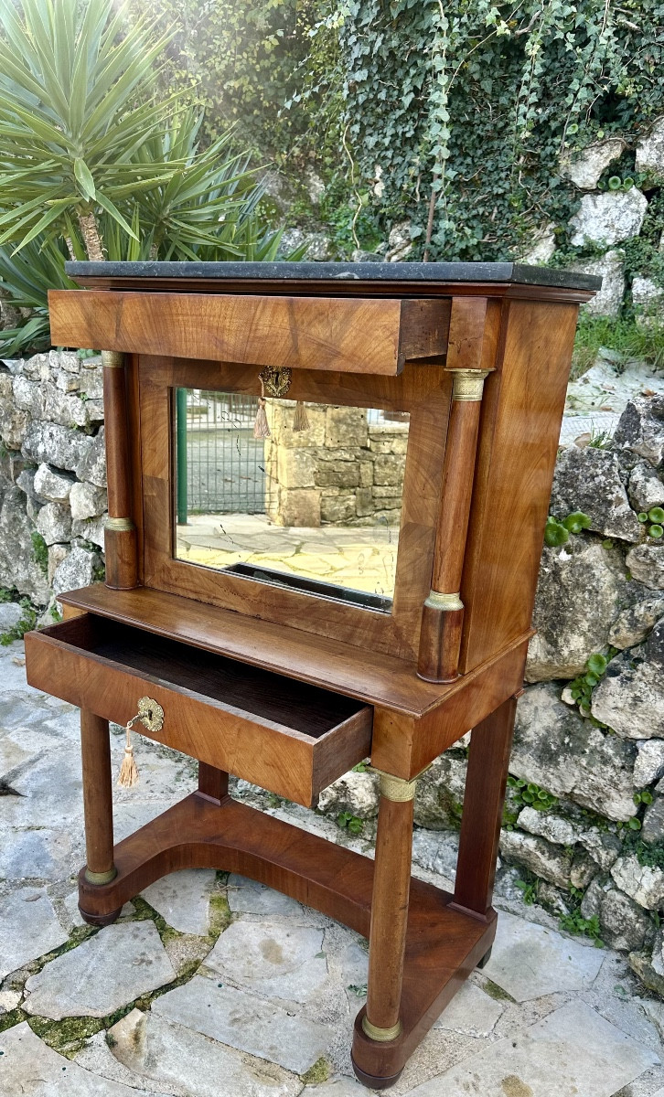 Small Bonheur Du Jour In Mahogany And Mahogany Veneer From The Empire Period, 19th Century.-photo-6