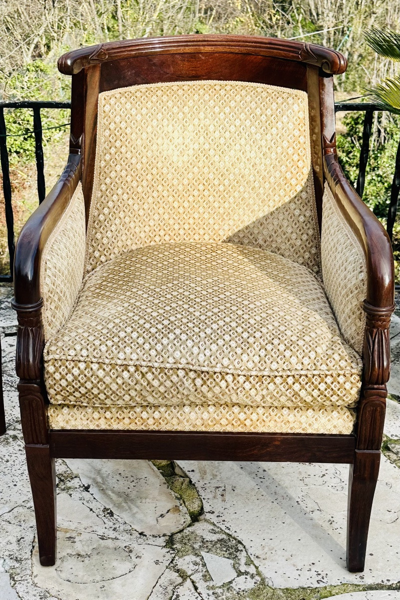 Mobilier de salon en Acajou Massif d’Époque Empire , XIX eme siècle.-photo-3