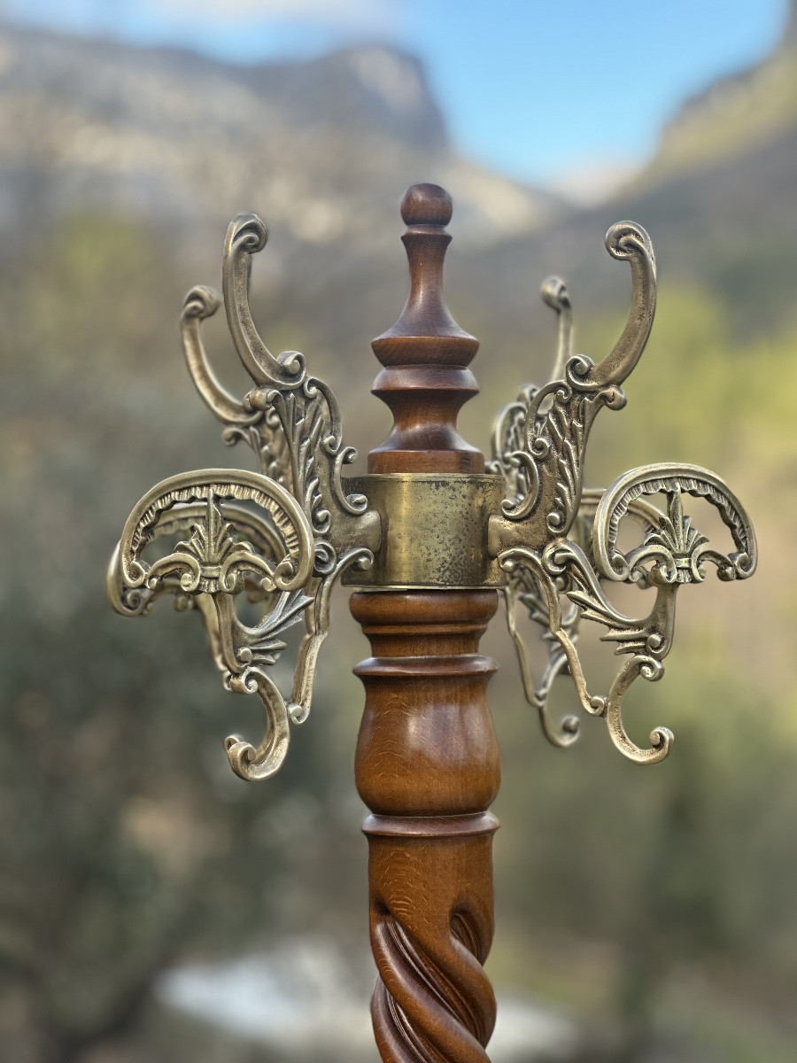 Wooden And Gilt Bronze Coat Rack In Baroque Style, 20th Century.-photo-4
