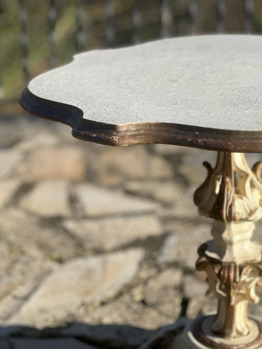Small Carved And Lacquered Wooden Side Table, 20th Century.-photo-3